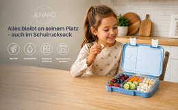 Fiambrera infantil estanca con compartimentos - Fiambrera Bento para guardería sin BPA - mapamundi con animales - JENARD