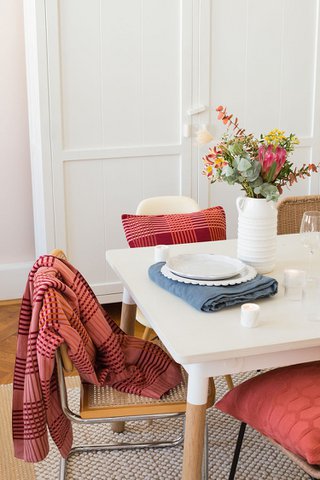 Ruth Red Jacquard Throw – Soft Brushed Cotton