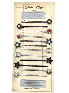 Pack 12 fork assorted with Sw crystals. GEOMETRIC FIGURES COLORS