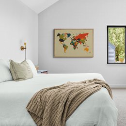 World Map - Mosaic Beige - Map Poster