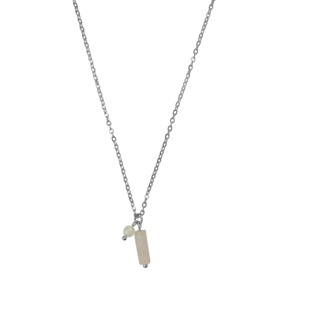 Halskæde Rose Quartz & Moonstone - Sølv
