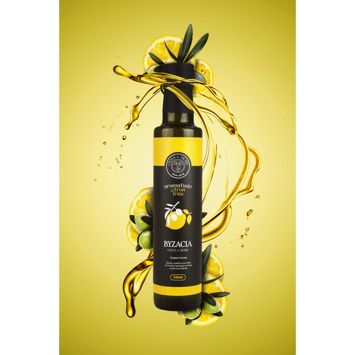 Aceite de oliva fresco con sabor a limón