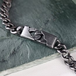 Bold Blackened Stainless Steel Curb Chain Bracelet