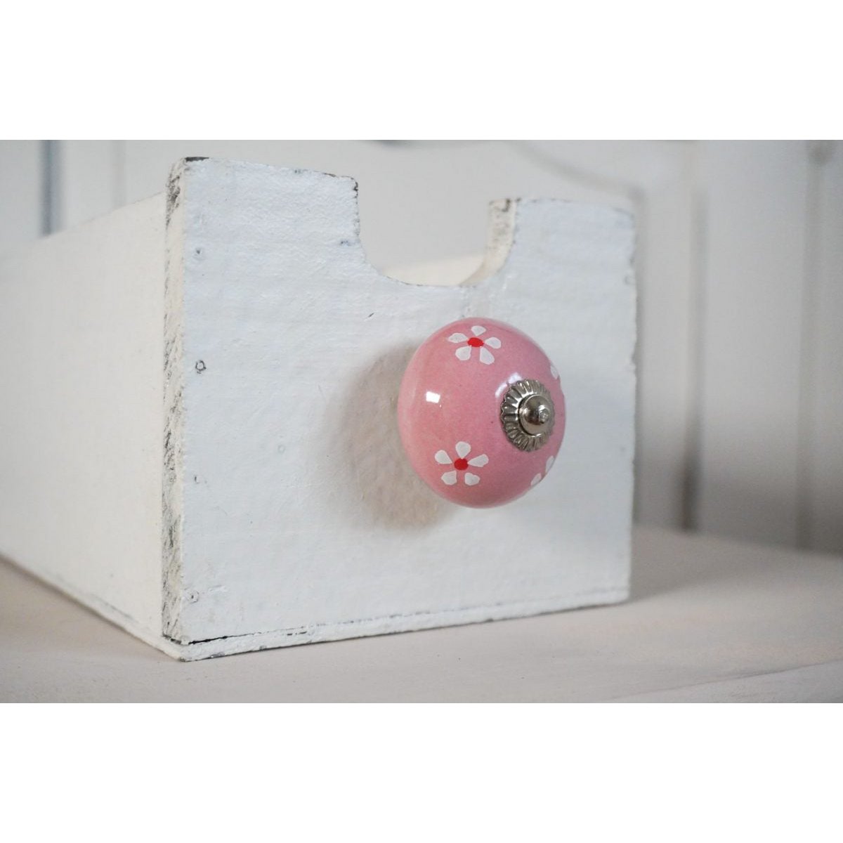 Pink furniture knob with roses 4 cm Isabelle Rose