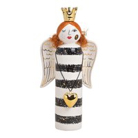Angel made of ceramic white, black (W/H/D) 12x27x6cm