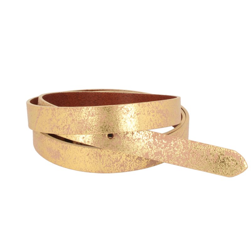 Gürtel Damen Leder Brillante schmal Gold