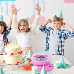 Cotton Candy Machine for Home Cotton Candy Machine Cotton Candy Machine with Sticks and Measuring Spoon Height 18 cm 550W for Children's Festival, Birthday, Party Pink
