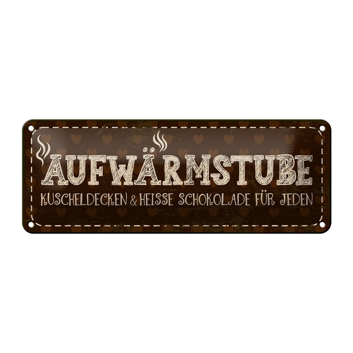 Targa in metallo con scritta "Stanza scaldata" 27x10 cm, morbide coperte e targa con cioccolata calda
