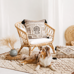 This pillowcase features a neutral color palette with intricate woven patterns and tasseled accents, creating a stylish and textural decorative piece for the home.