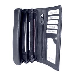 Leder-Damengeldbörse RFID - Leder-Damengeldbörse - Mundharmonika-Modell