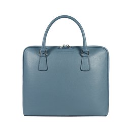 RB1019P | Unisex zakenaktentas van echt leer, gemaakt in Italië, met afneembare schouderband. Opzetstukken met glanzende nikkel metalen karabijnhaken - Avio kleur - Afmetingen: 37 x 29 x 6,5 cm
