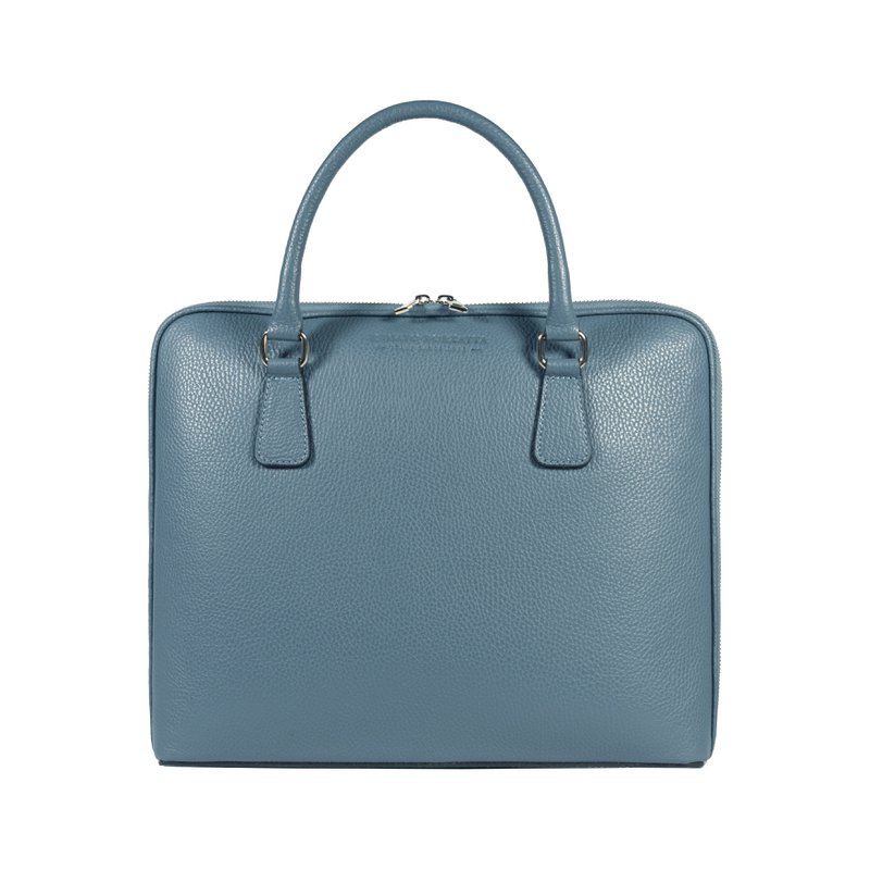 RB1019P | Unisex zakenaktentas van echt leer, gemaakt in Italië, met afneembare schouderband. Opzetstukken met glanzende nikkel metalen karabijnhaken - Avio kleur - Afmetingen: 37 x 29 x 6,5 cm