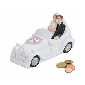 Money box wedding car made of poly, W16 x D7 x H9 cm