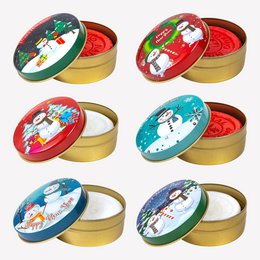 Jabón de aceite de oliva natural en una lata de metal festivo - set de 6 vías - Snow Manis - Mezcla de fragancias