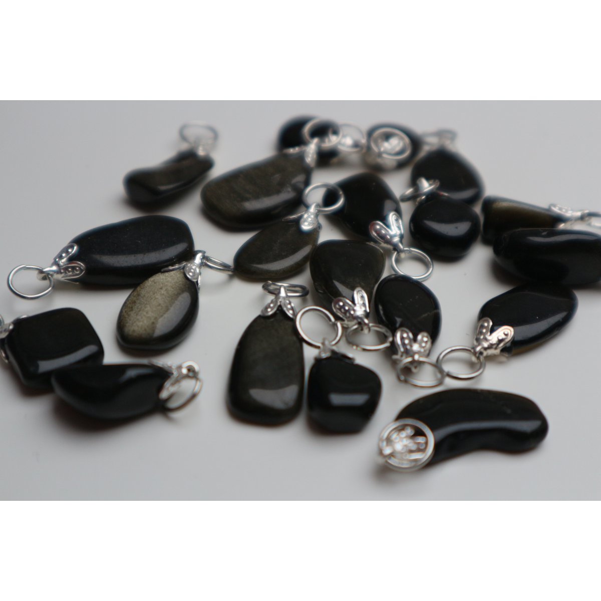 Gold obsidian pendants