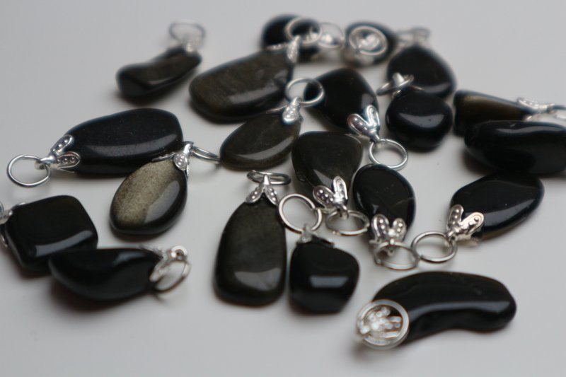 Gold obsidian pendants