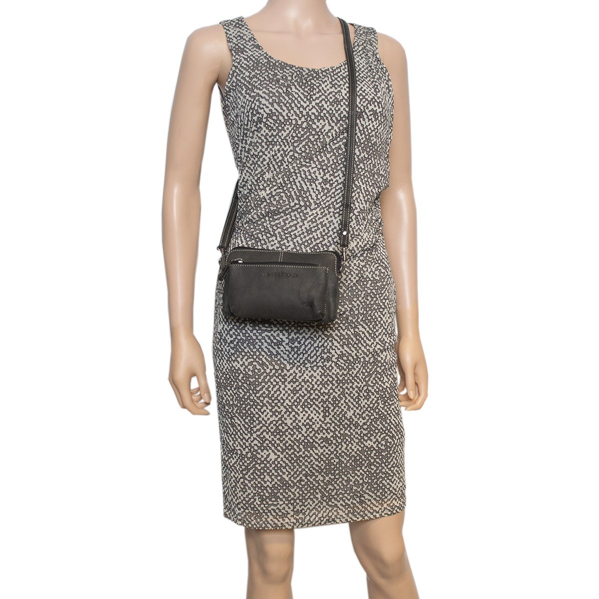 Schultertasche - Gürteltasche - Clutch aus schwarzem Büffelleder - 3 Farben Leder