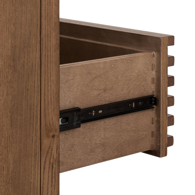 Tanner Five Drawer Ash Wood Chest in Roux