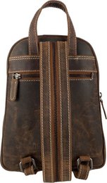 Small cognac color leather ladies backpack from arrigo - elegant light brown buffalo leather
