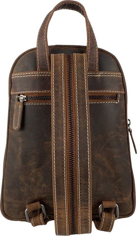 Small cognac color leather ladies backpack from arrigo - elegant light brown buffalo leather