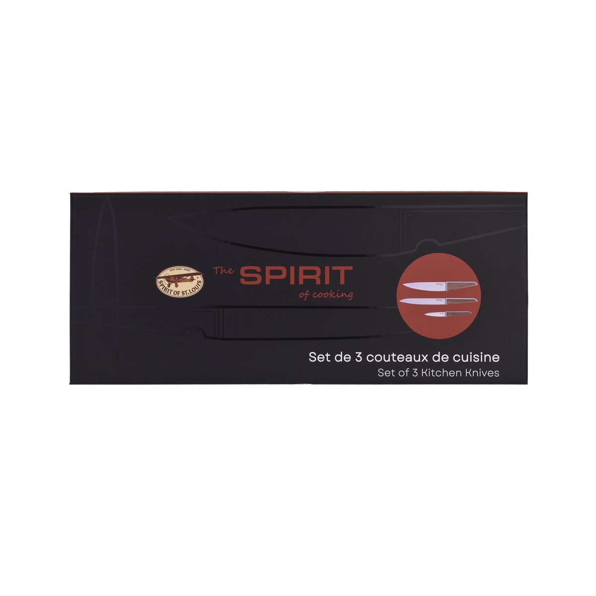 SOSL Coffret de 3 Couteaux - Couteau du Chef, à Emincer, d'Office, Acier Inoxydable et Bois de Bambou, Marron