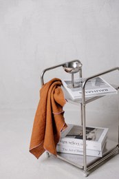 Tapa de cocina (paño de cocina) / detalle de contraste de arcilla y lila, 100% de lino