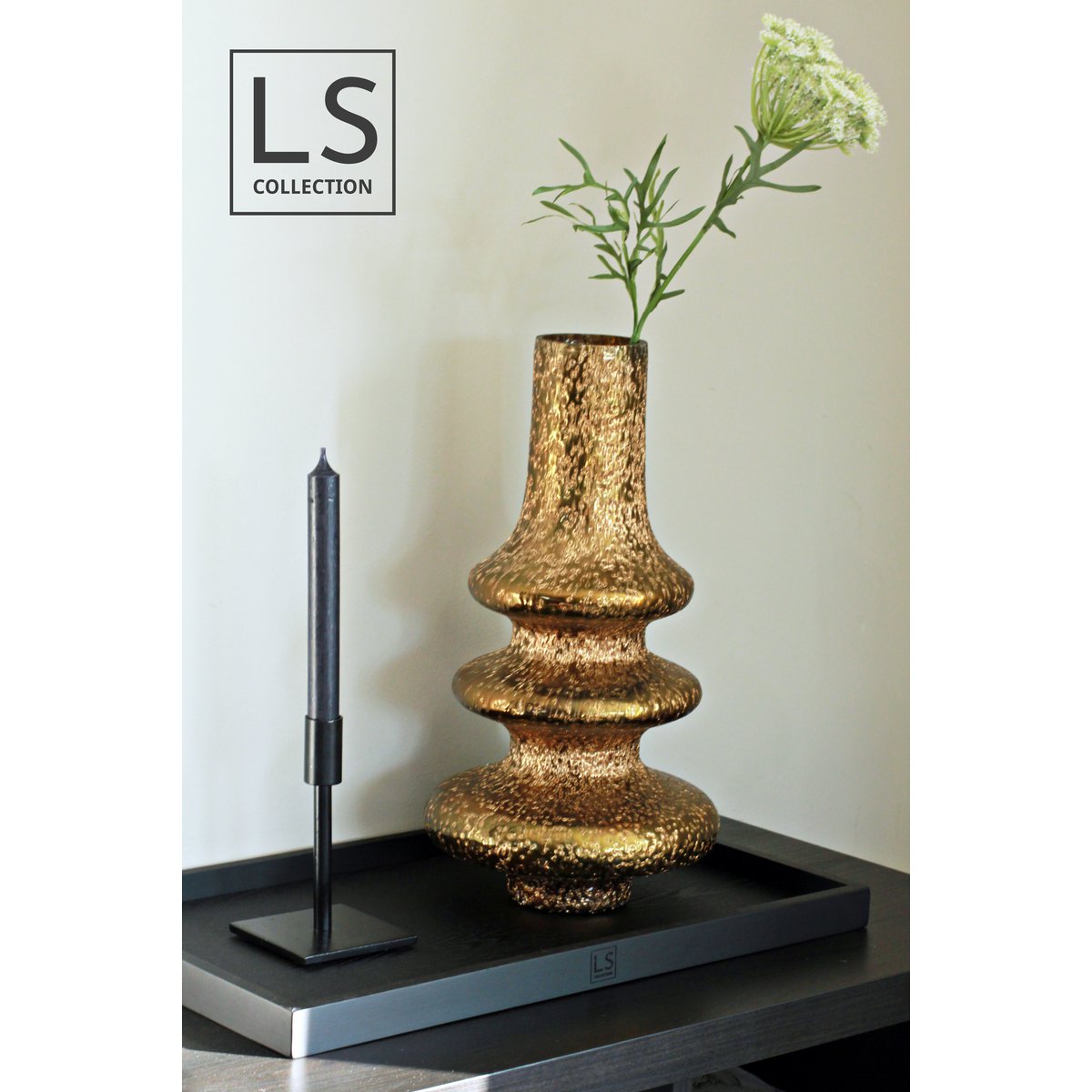 LS Collection® - Rectángulo 50x30cm - Bandeja - Bandeja para velas - Bandeja para velas - Tabla para servir - Bandeja de madera - Bandeja de madera - Meseta - Decoración - Accesorios para el hogar - Negro Mate