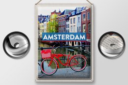Tin sign travel 30x40cm Amsterdam travel destination bicycle