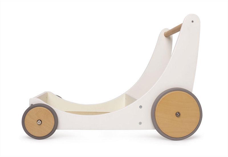 Kinderfeets Chariot de rangement et déambulateur en bois 2 en 1 - Blanc