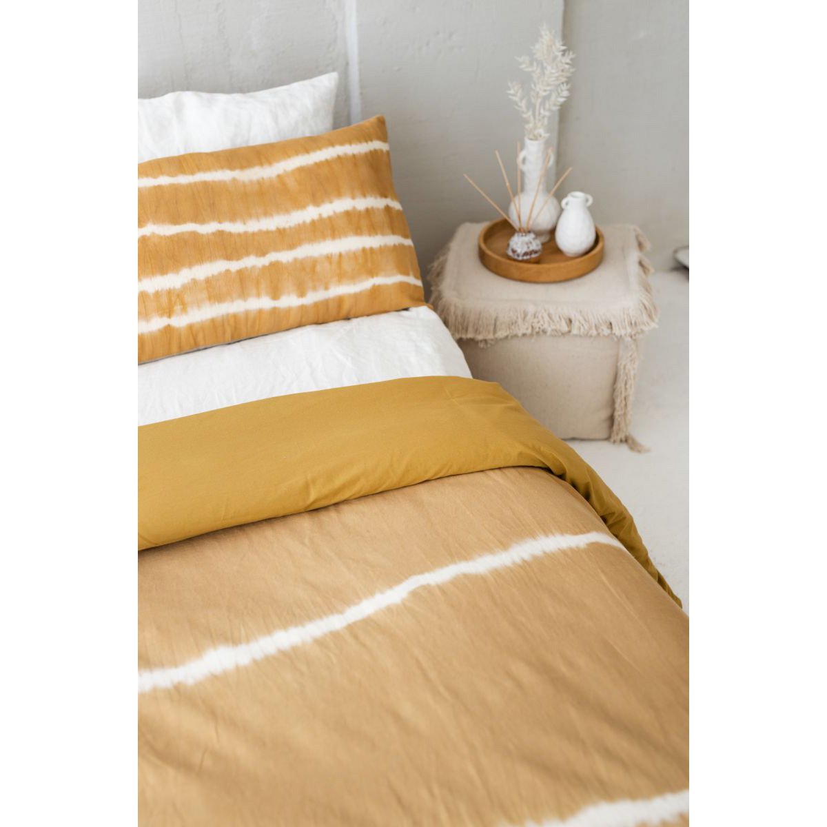Juego de ropa de cama Shibori - funda nórdica 220 x 240 cm y dos almohadas 40 x 80 cm | Alazán