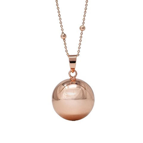 Smooth pregnancy bola with rose gold beaded chain - AISMÉE - New Available June