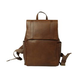 Laptop-Rucksack aus Leder mit Trolley-Gurt – Kastanie