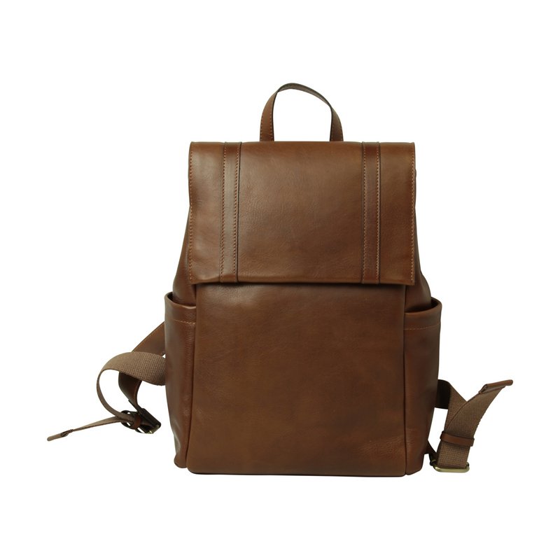 Laptop-Rucksack aus Leder mit Trolley-Gurt – Kastanie