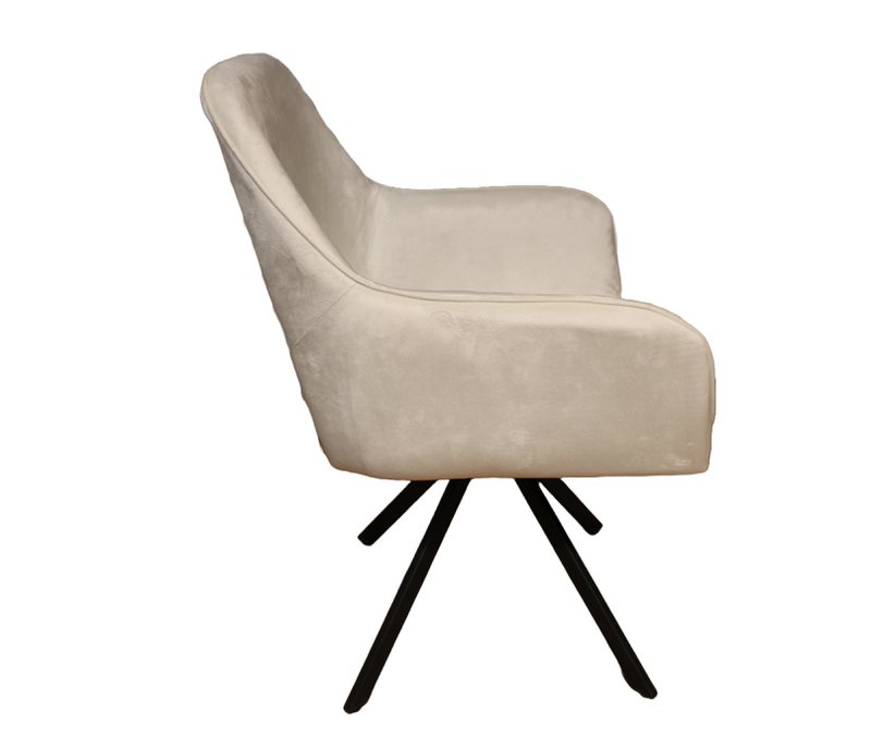 Spisestuestol Nova 360 Degree Roterbar Velvet Sand hvid Beige