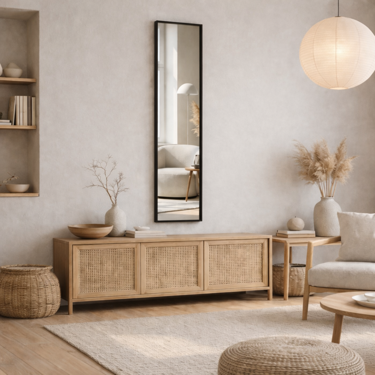 Stalen Passpiegel James Zwart 30x120 cm