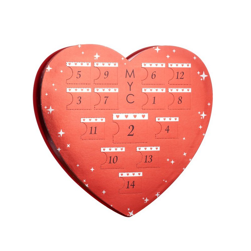Advent calendar Heart box - 14 jewels - Gold finish