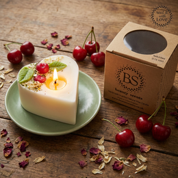 Vela Corazón Pequeña Con Cerezas, caja de 6