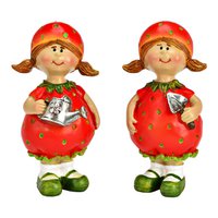 Figure strawberry girl made of poly, 2-fold, red/green (W/H/D) 5x9x4cm