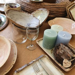 Tray approx. 28 (W) cm x 16.5 (L) cm x 1.5 cm (H)) crockery, handmade, stoneware, unique, creamy white, matt