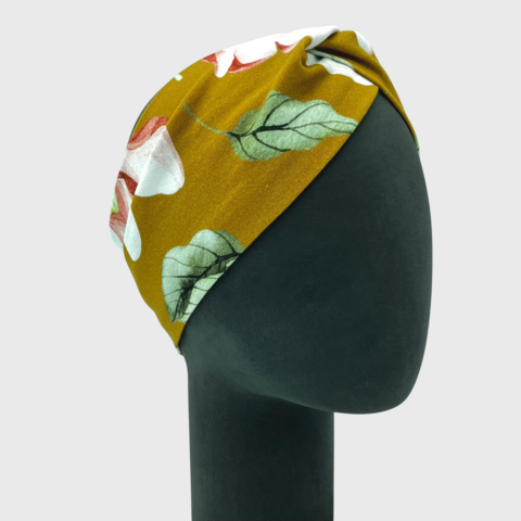 Floral headband ocher organic cotton jersey