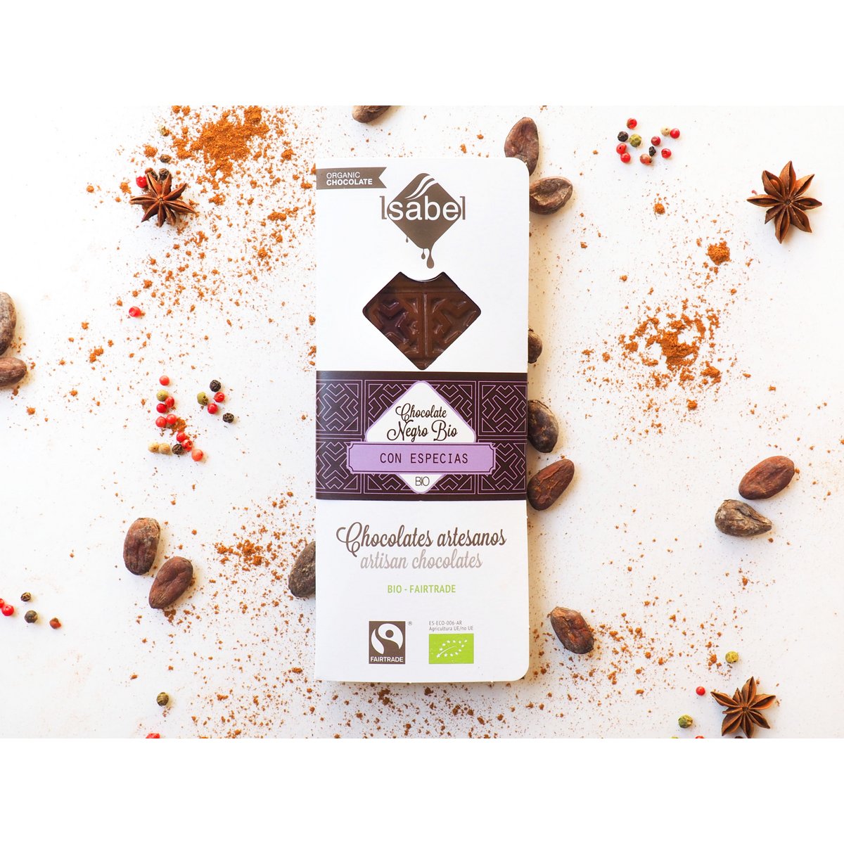 TABLETA BIO: Chocolade Negro con Especias (caja de 10 unidades de 80g)
