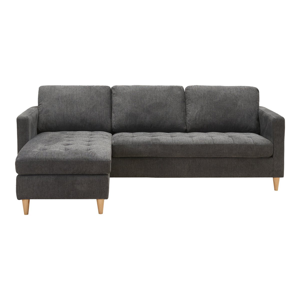 Firenze Sofa - Dark Grey, Polyester/Foam/Rubberwood, 219x151x80 cm