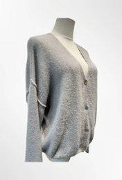 Dame cardigan - Premium kvalitet - Blød strik dyb V-hals med knapper - ALPACA/ULD - 23050