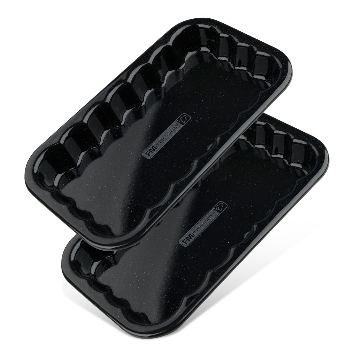Set of 2 enameled steel barbecue dishes 21 x 12 cm FM Professional Barbecue