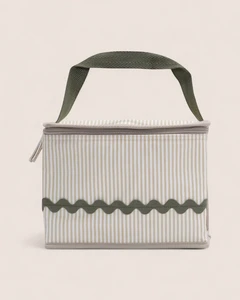Klassische Isoliertasche aus olivfarbener, beschichteter Baumwolle