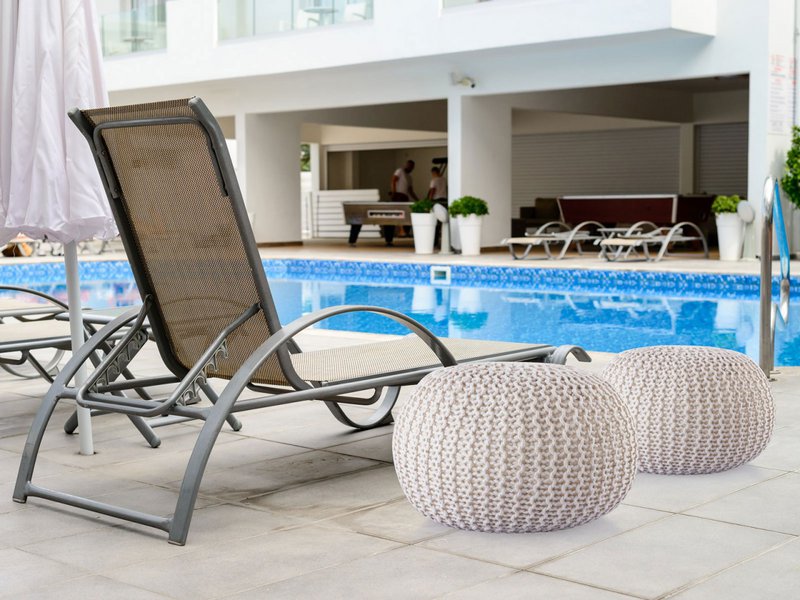 Pouf outdoor ø55cm Sitzpouf Terrasse Pool Garten