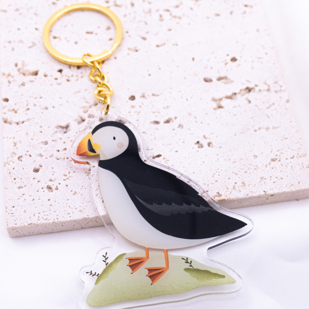 Keychain Puffin Island made of acrylic - gift travel key ring puffin
