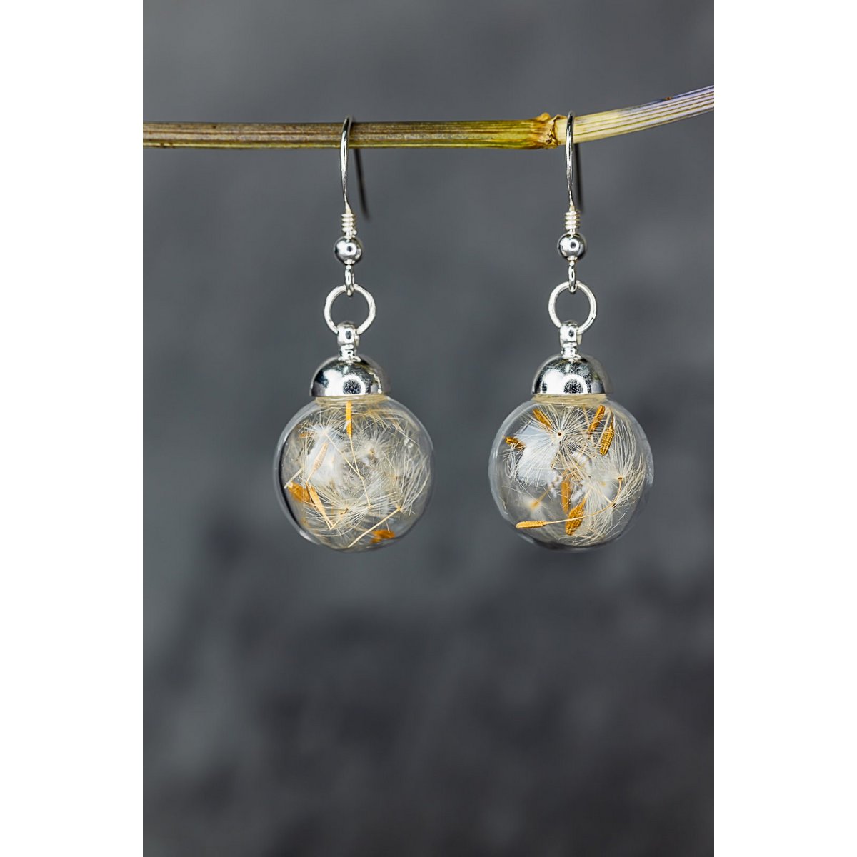 Echte paardenbloemoorbellen - 925 sterling zilver - elegante bloemensieraden - OHR925-12