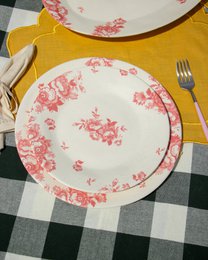 Dessert Plate Vintage Flowers Pink