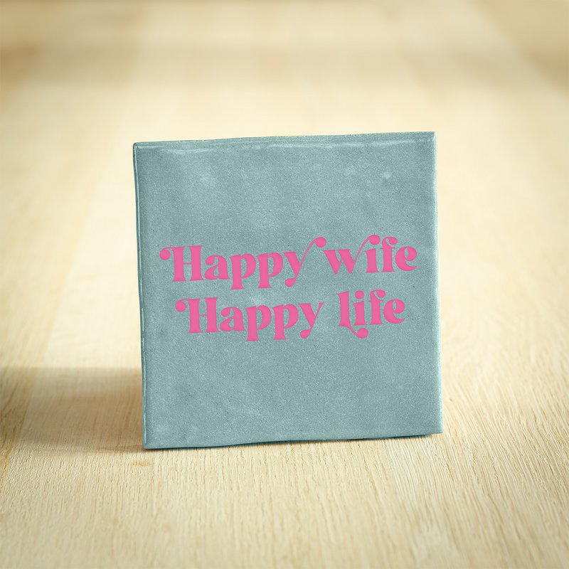 Tegeltje - Happy wife, happy life | Lichtblauw | 10x10cm